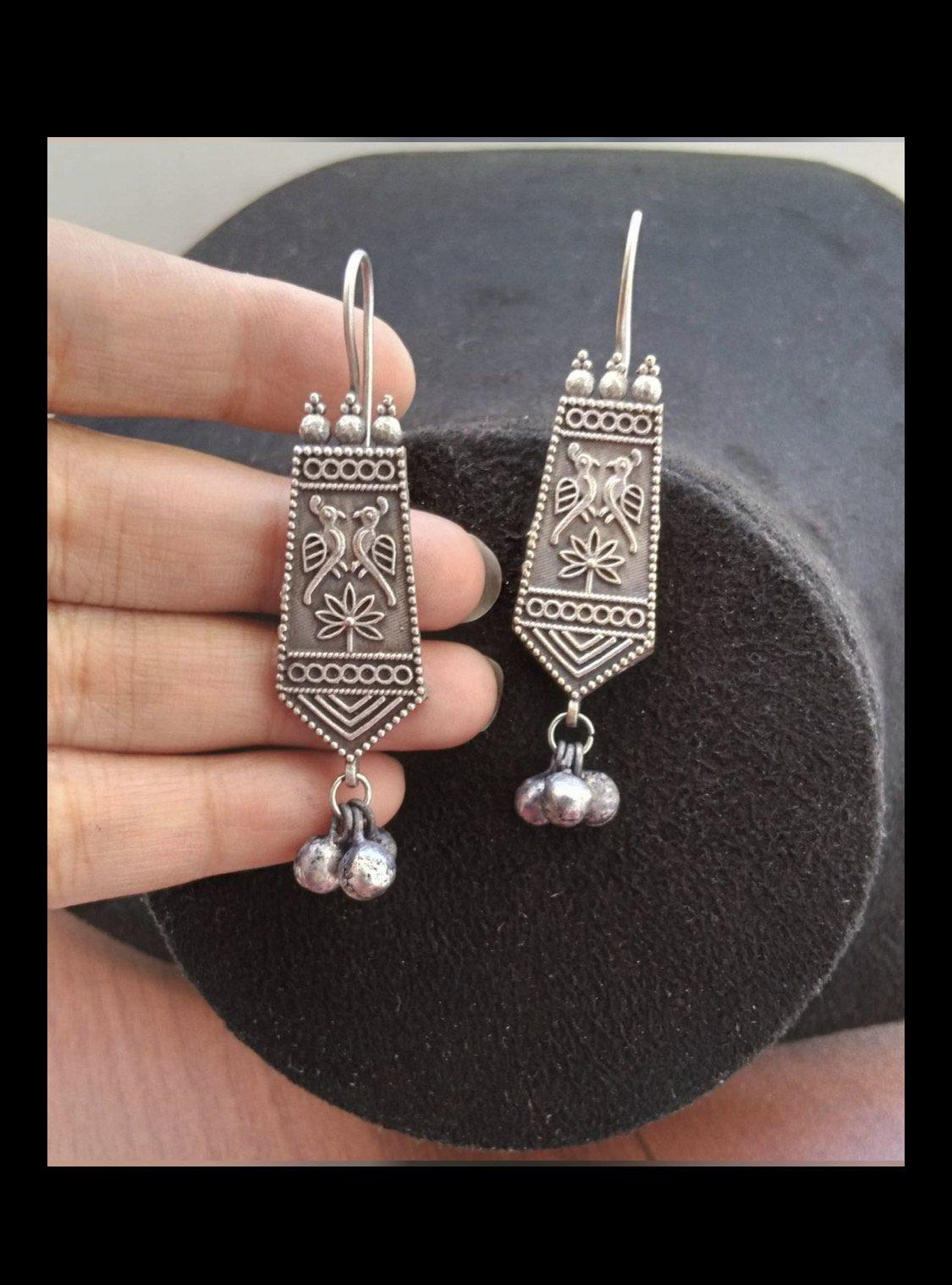 German Silver Oxidised Hook Style Earrings AJP2023-128 - Image 2