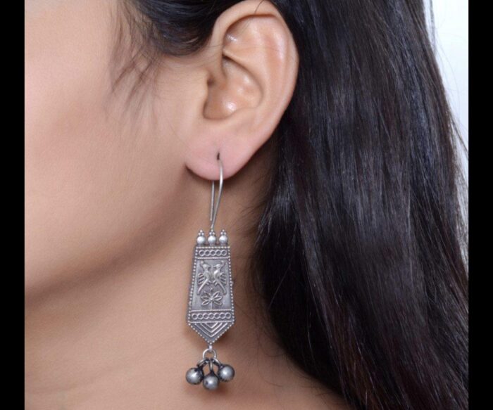 German Silver Oxidised Hook Style Earrings AJP2023-128