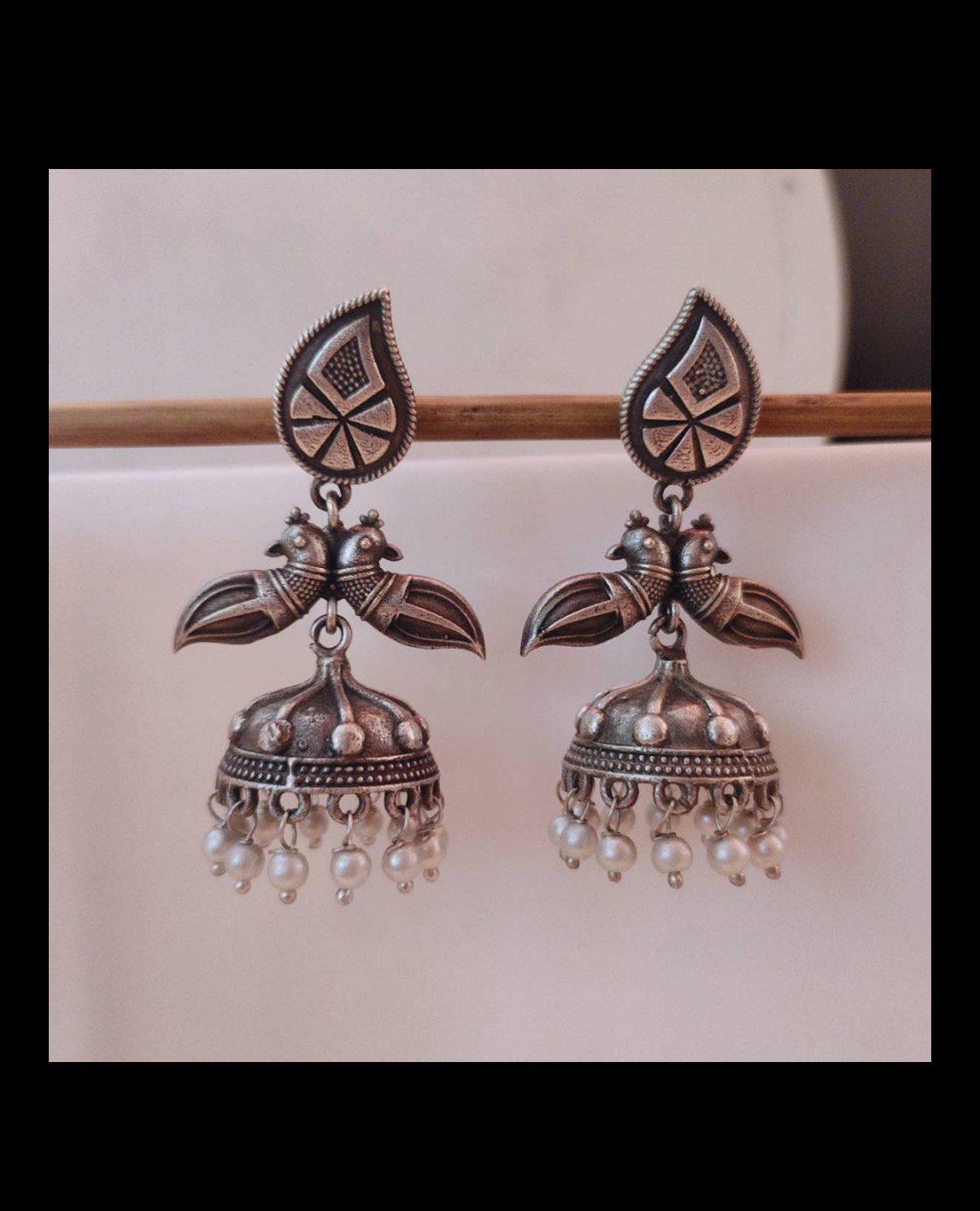 Silver Oxidised Jhumkas AJP2023-130 - Image 2