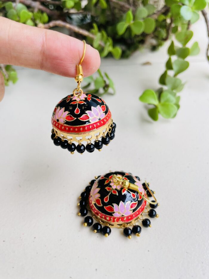 Lotus Design Medium Size Meenakari Jhumkas AJP2024-137