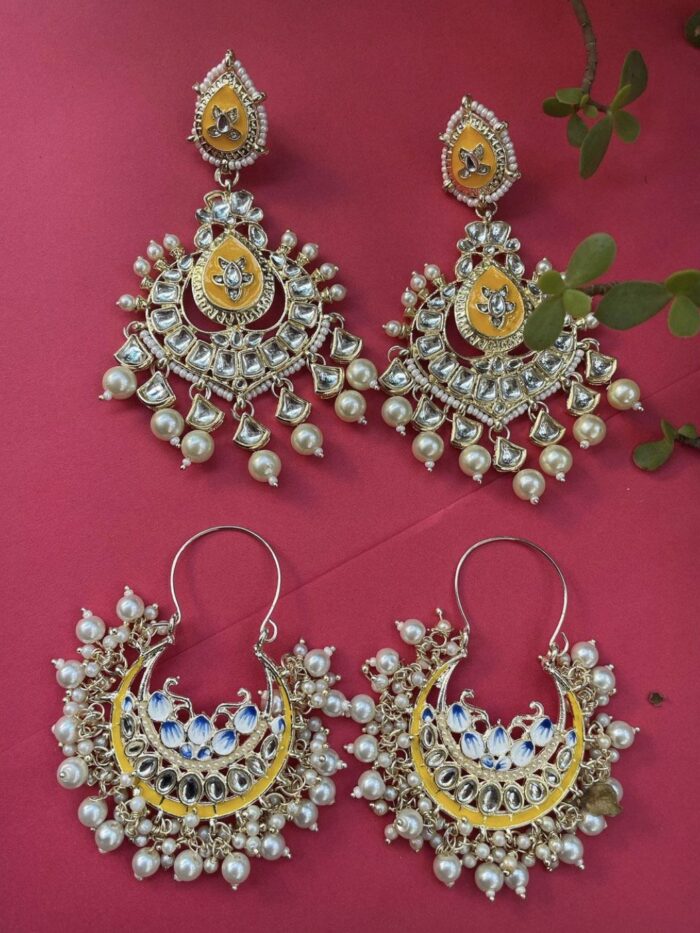 Meenakari Kundan Earring Combo AJP2023-55