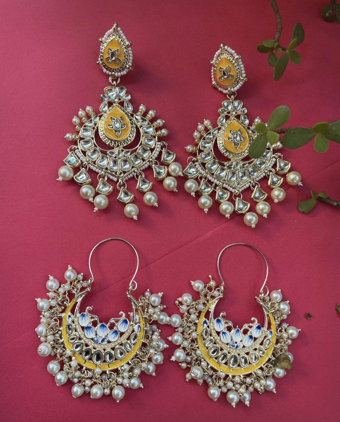 Meenakari Kundan Earring Combo AJP2023-55