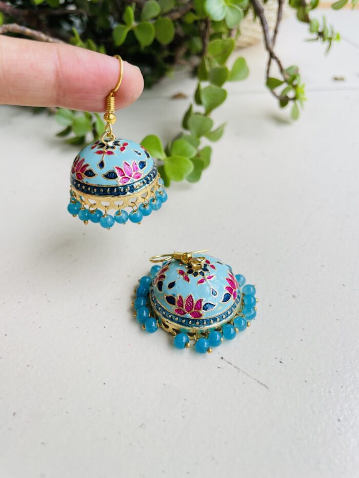 Lotus Design Medium Size Meenakari Jhumkas AJP2024-136