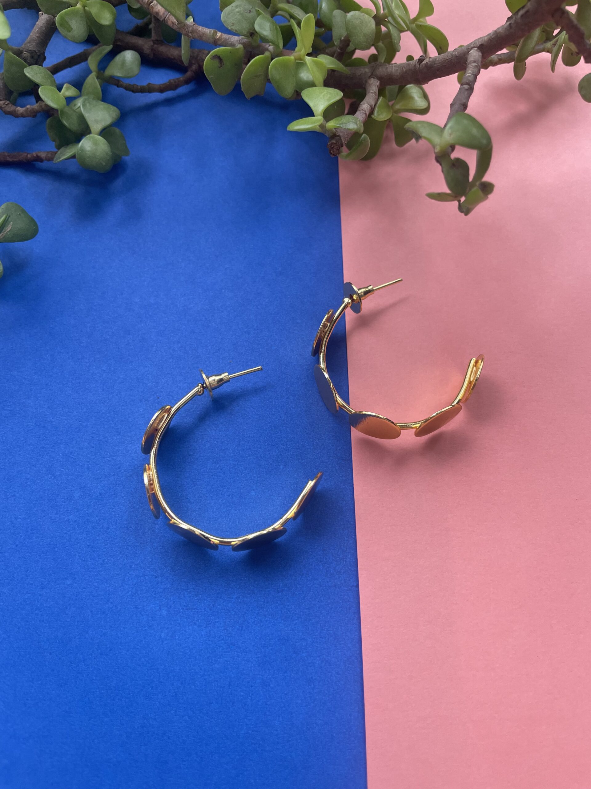 Gold-Plated Contemporary Hoop Earrings AJP2023-204 - Image 2