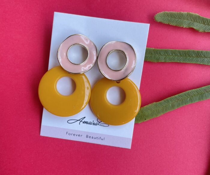 Yellow Circular Drop Earrings AJP2023- 67