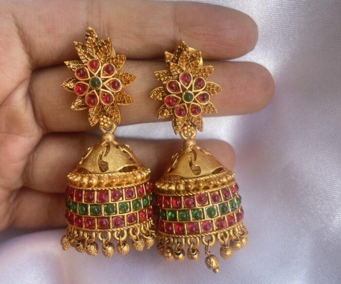 Real Kemp Stone Jhumkas Earring AJP2023-74