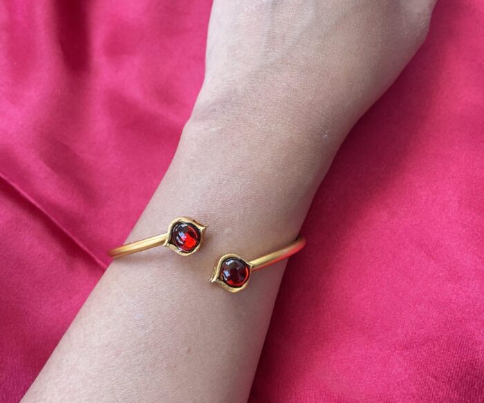Gold Toned Studded Kada Bracelete AJP2023-72