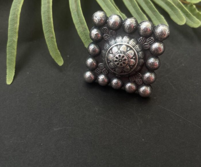 Square Shape Oxidised Ring AJP2023-87