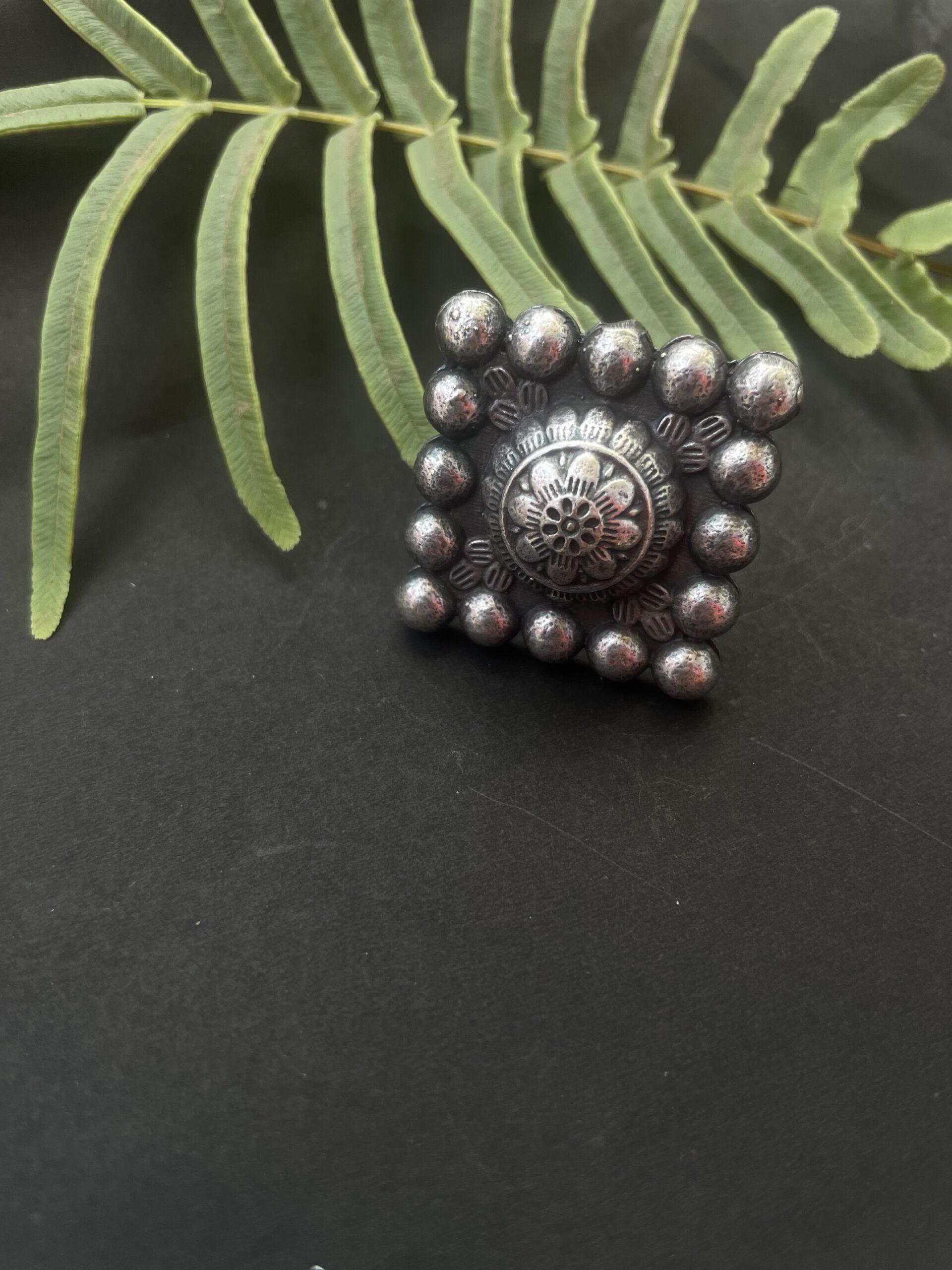 Square Shape Oxidised Ring AJP2023-87