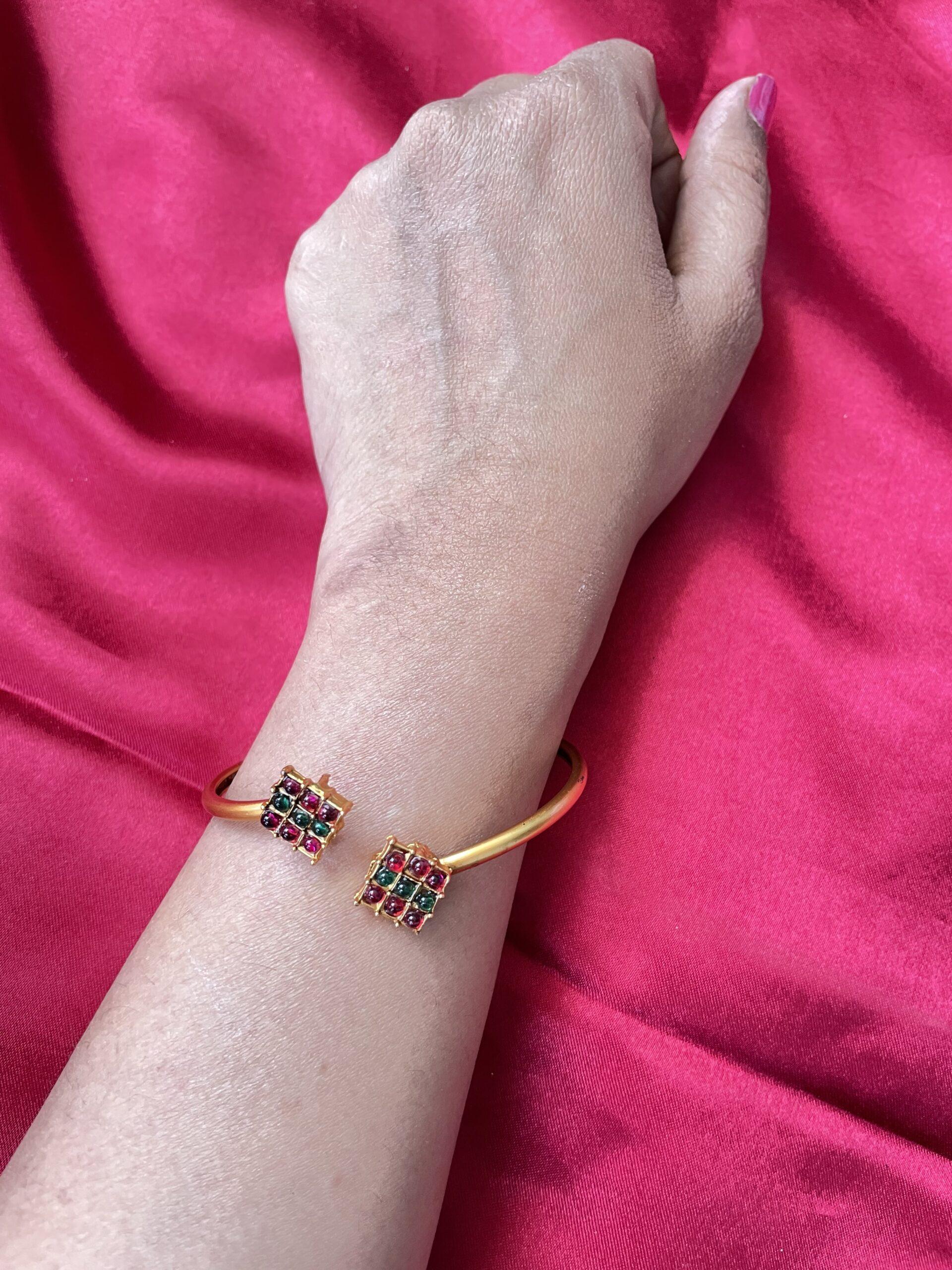 Gold-Toned Studded Kada Bracelet AJP2023-70 - Image 2