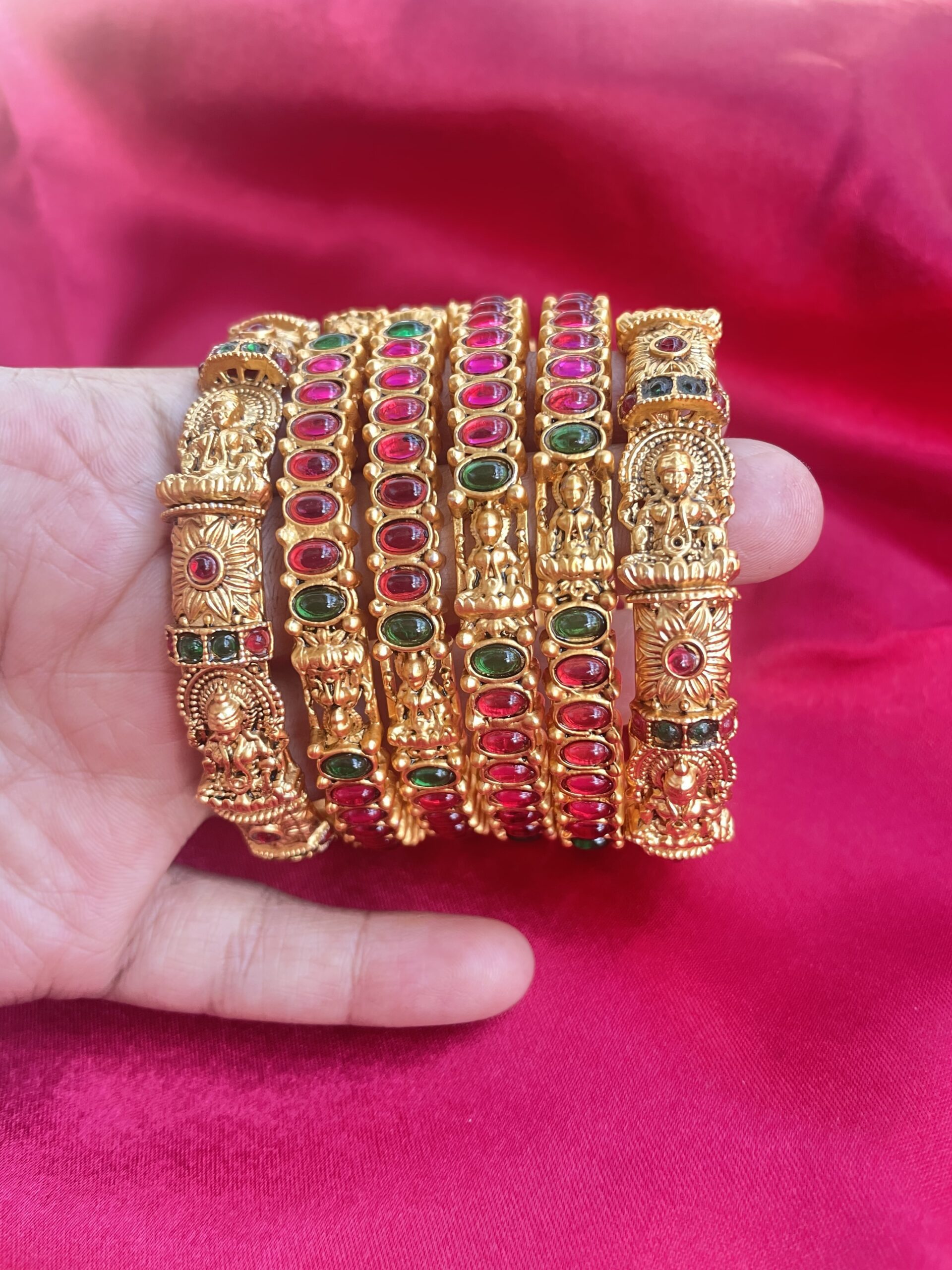 Kempu Stone Lakshmi Bangles AJP2022-47 - Image 2