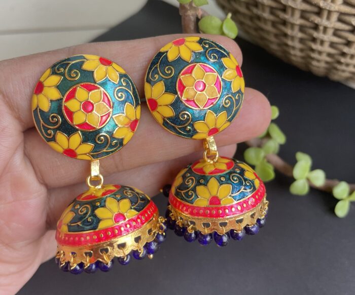 Traditional Meenakari Jhumkas Earrings AJP2022-39