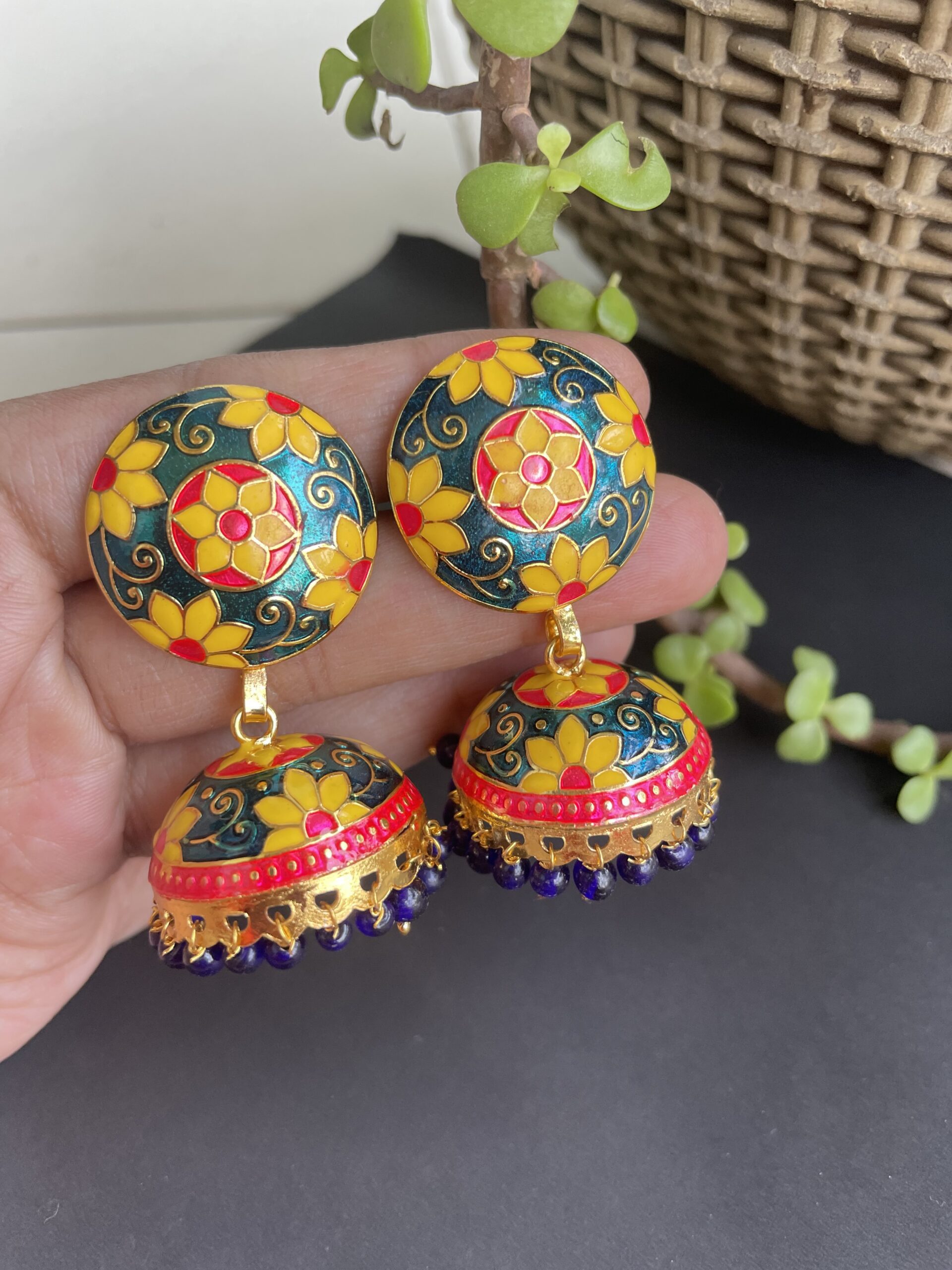 Traditional Meenakari Jhumkas Earrings AJP2022-39
