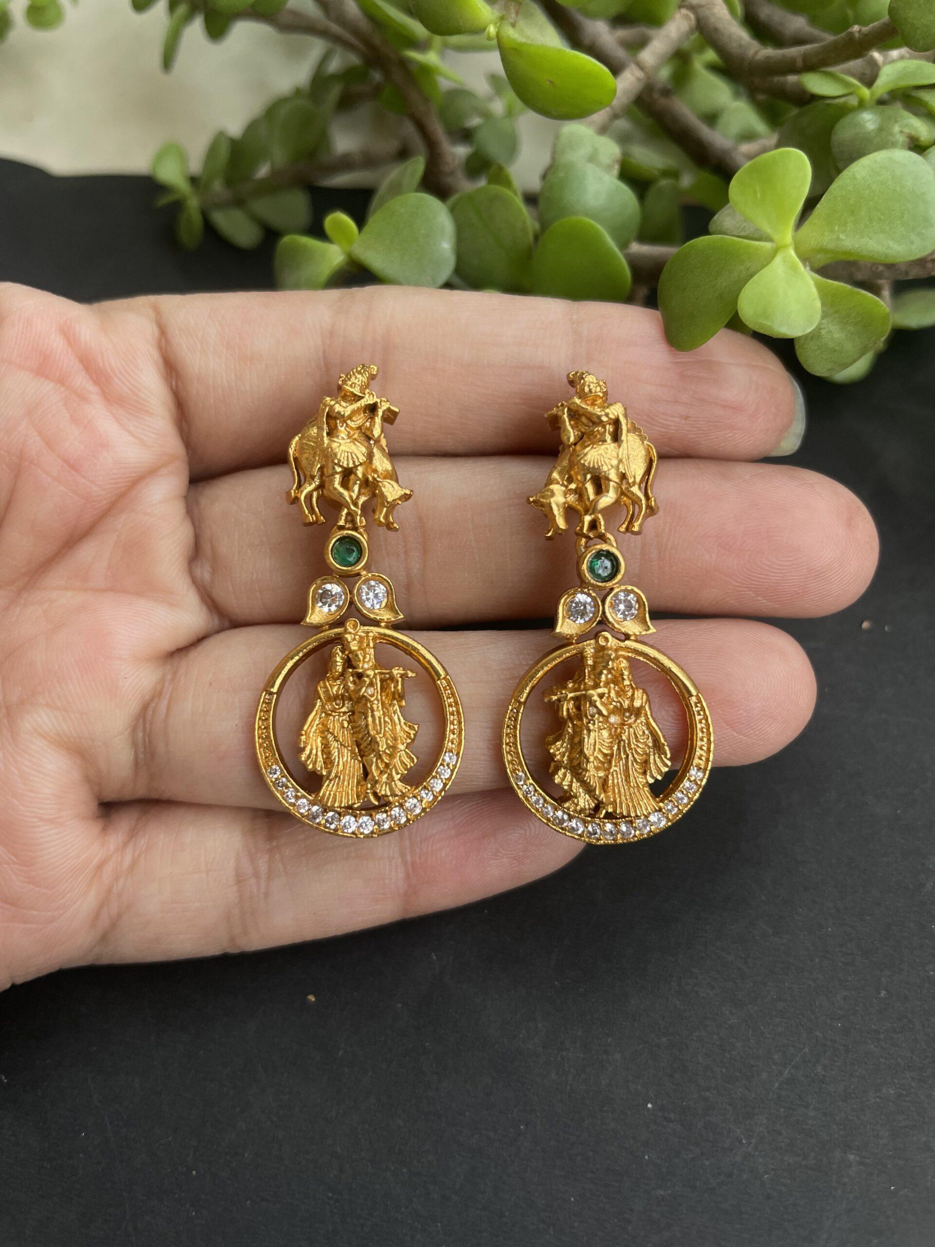 Radha Krishana AD Necklace With Earrings AJP2023-100 - Image 2