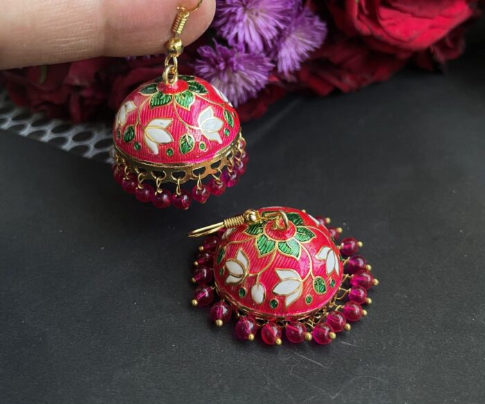 Medium Sized Meenakari Jhumkas AJP2023-125