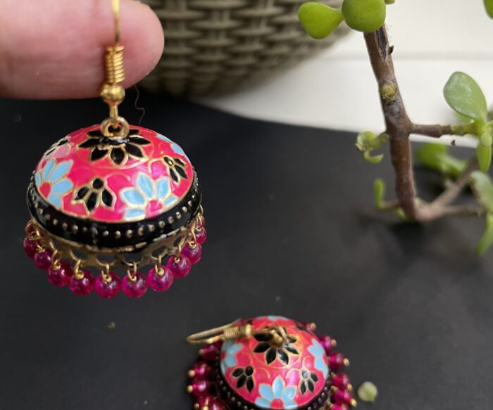 Medium Size Meenakari Dome Shaped Jhumkas Earrings AJP2023-36