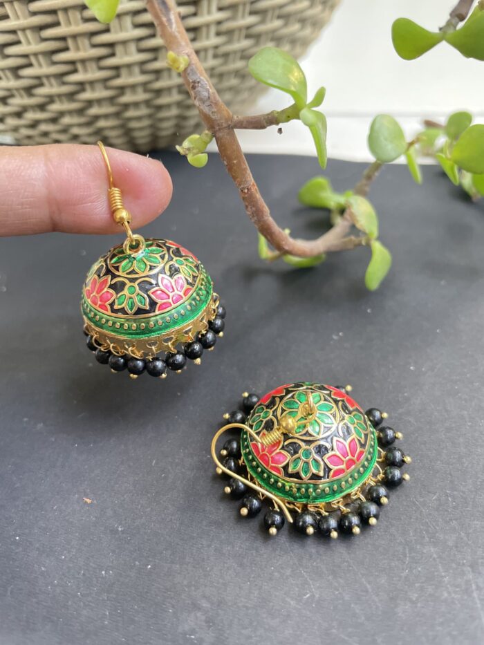 Medium Size Meenakari Dome Shaped Jhumkas AJP2023-38