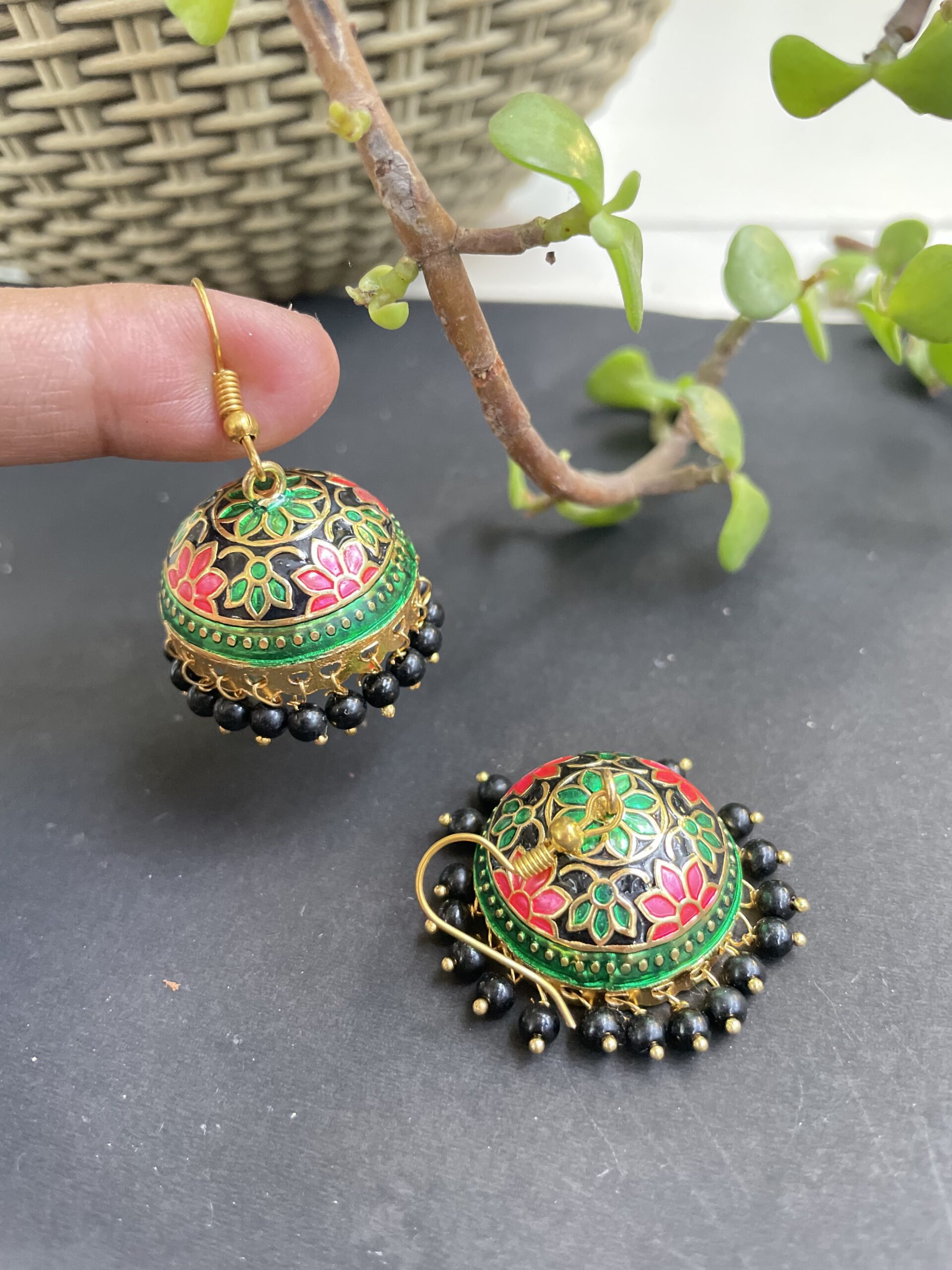 Medium Size Meenakari Dome Shaped Jhumkas AJP2023-38