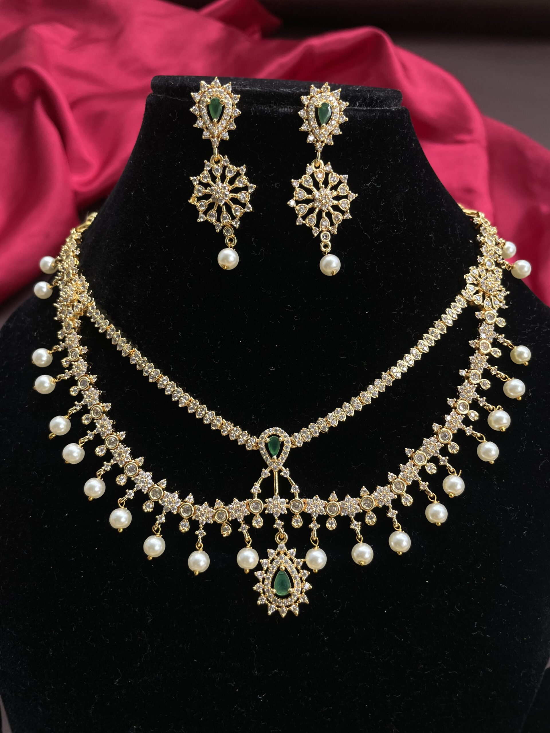 Elegant AD Stone Necklace With Earrings AJP2023-285 - Image 2