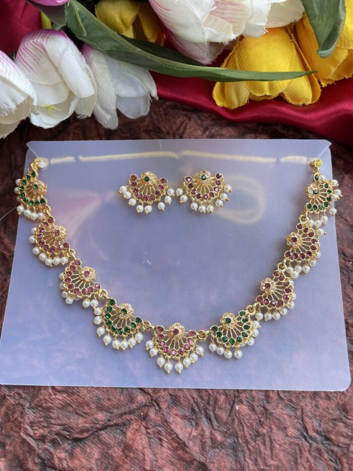 Half Moon Style Necklace With Earrings AJP2024-80