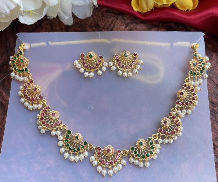 Half Moon Style Necklace With Earrings AJP2024-80