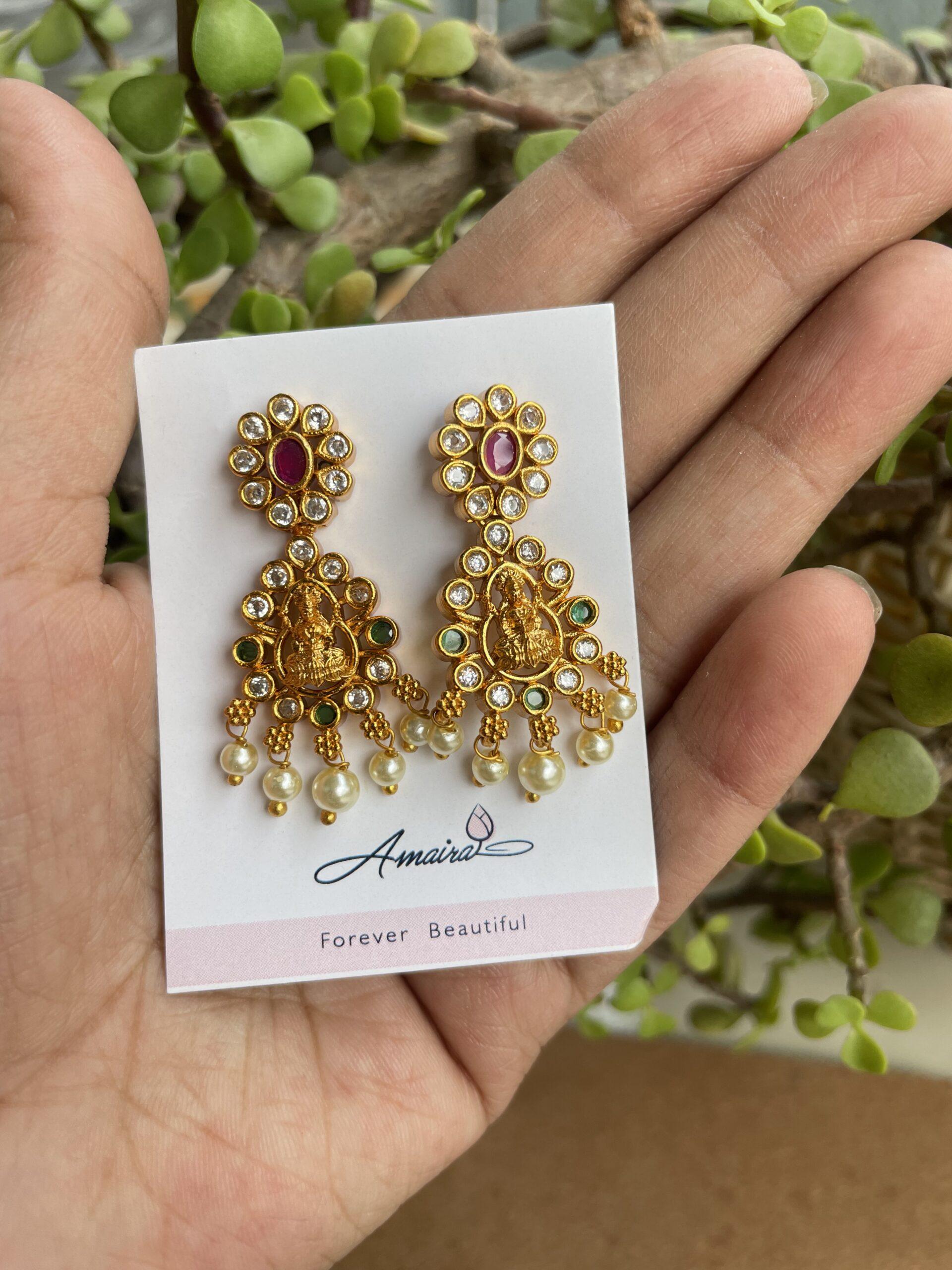 Laxmi AD Necklace With Earrings AJP2023-105 - Image 2