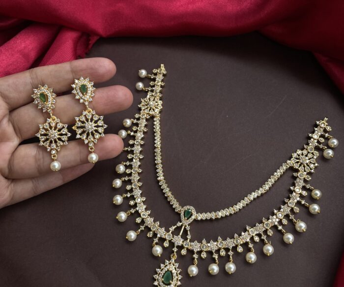 Elegant AD Stone Necklace With Earrings AJP2023-285