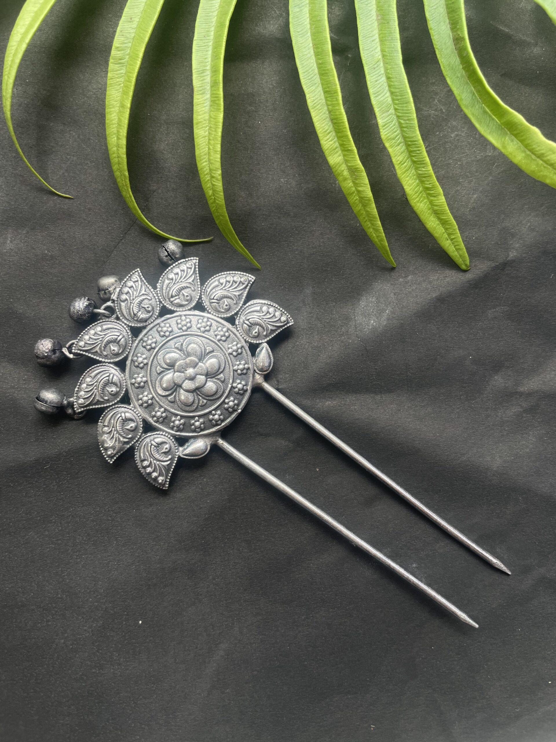 Silver Oxidised Hair Pin AJP2023-118 - Image 3