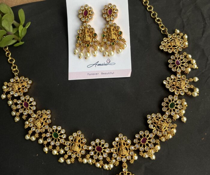 Laxmi AD Necklace With Earrings AJP2023-105
