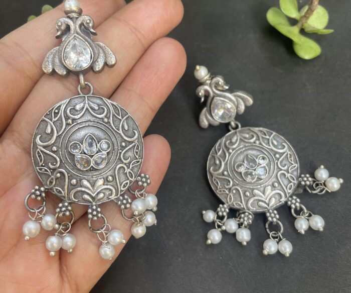 Silver Look Like Oxidised Earrings AJP2023-103