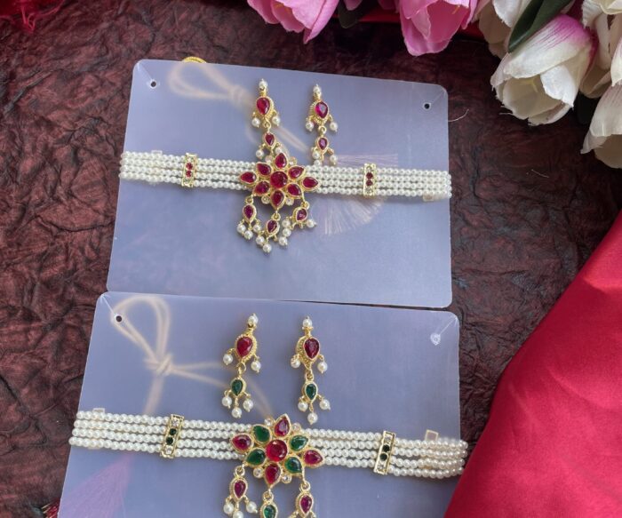 Short Choker Chinchpethi With Red Stone AJP2023-313