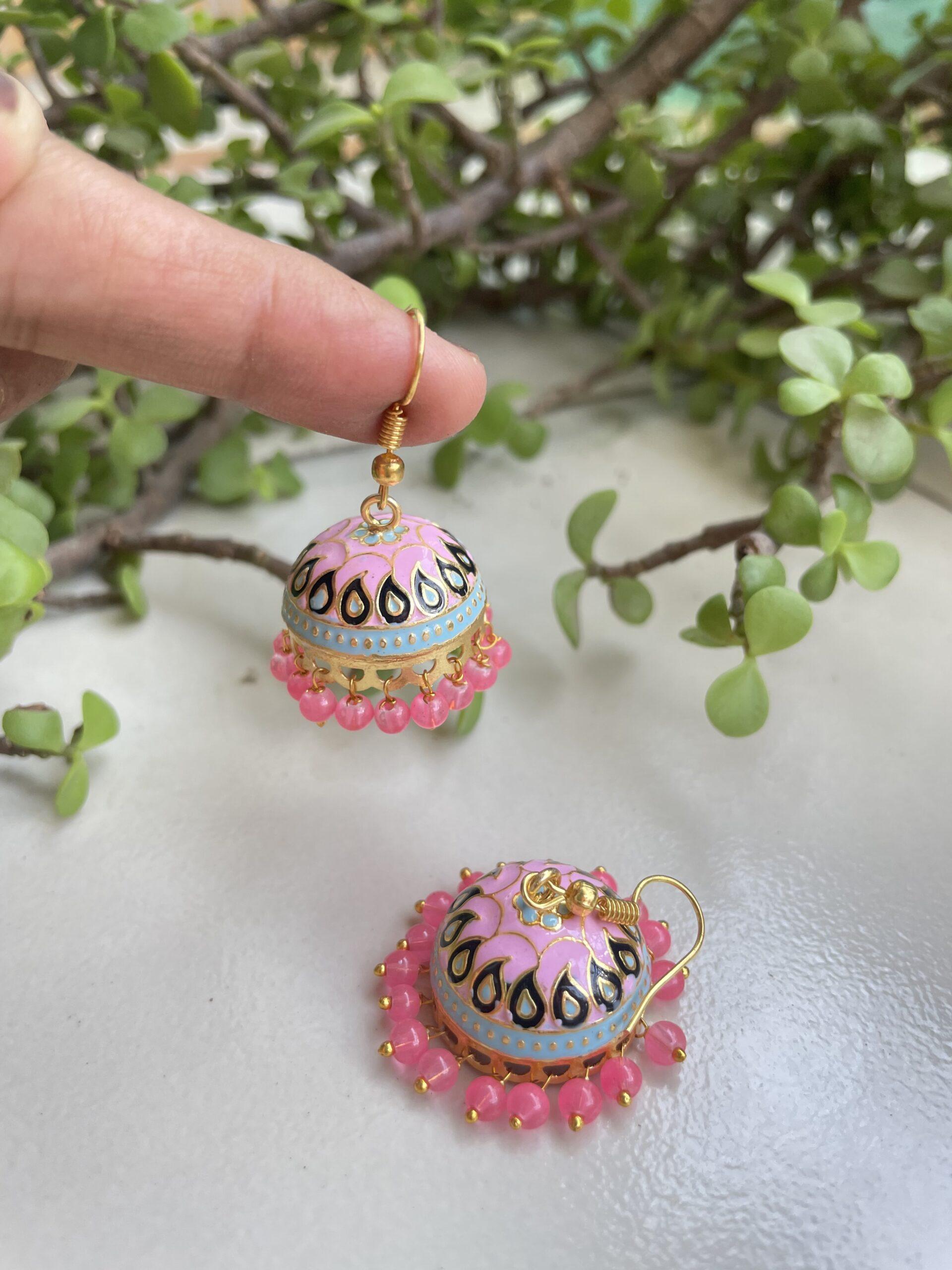 Small Sized Meenakari Jhumkas AJP2023-160