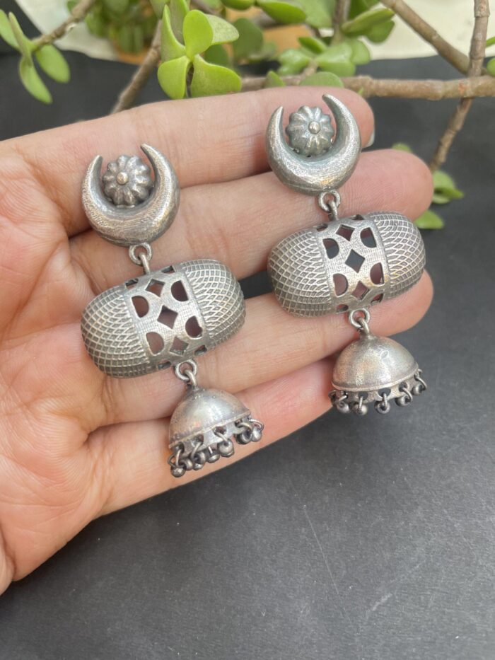 Chandrakor Silver Oxidised Earrings AJP2023-89