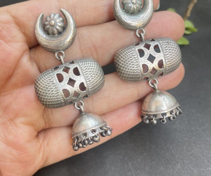 Chandrakor Silver Oxidised Earrings AJP2023-89