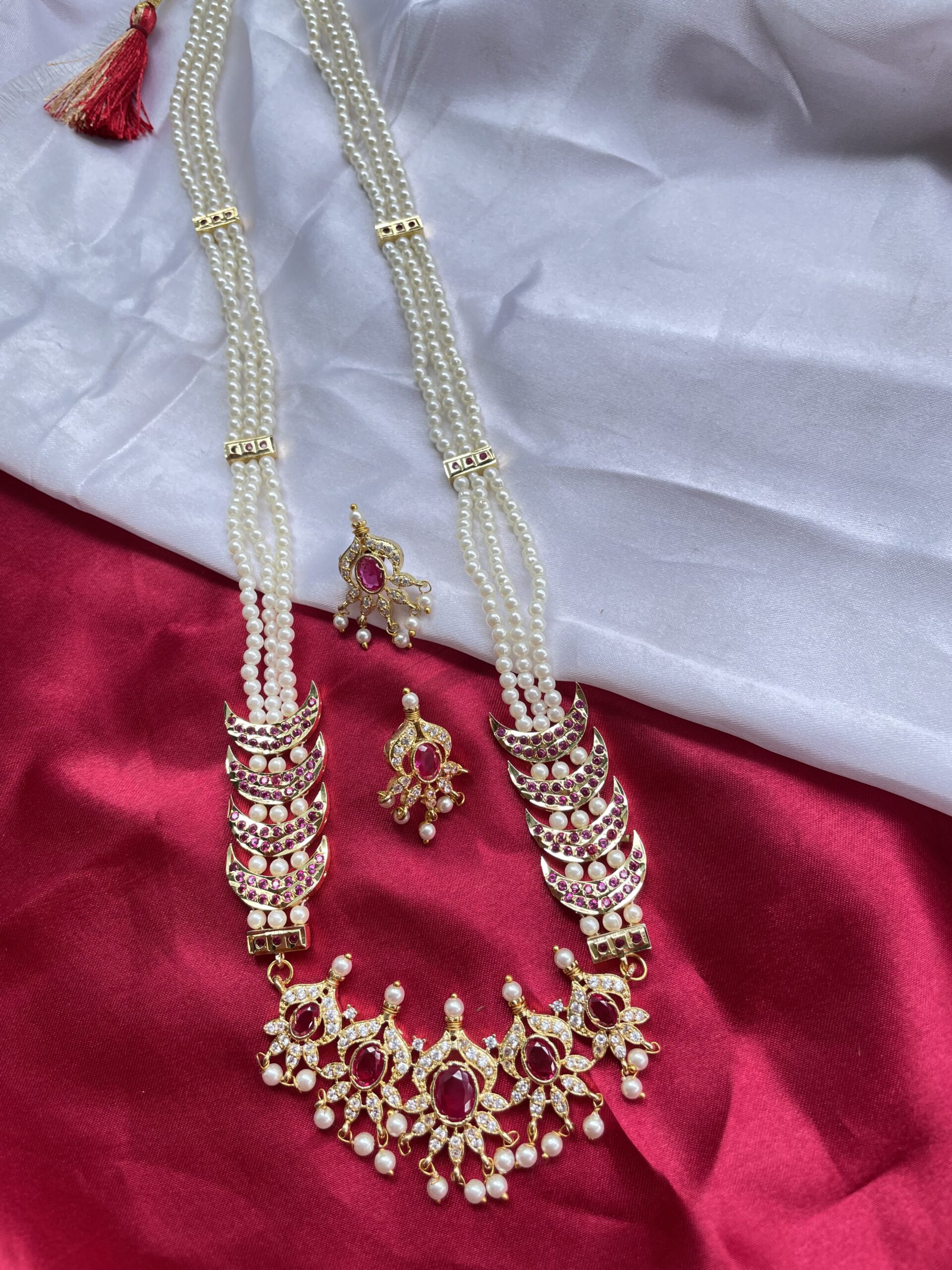 Traditional Maharashtrian Chinchpeti Moti Necklace Long Chinch Peti 3 Line AJP2023-250 - Image 3