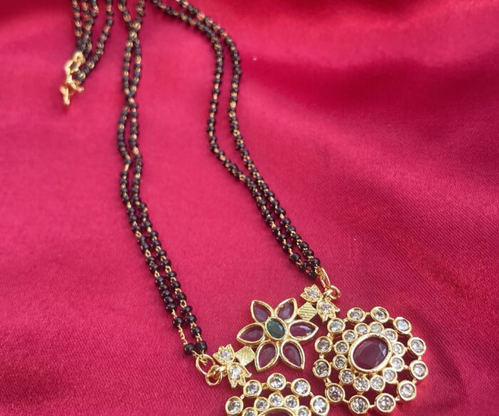 Kempu Stone Gold Plated Mangalsutra AJP2022-43