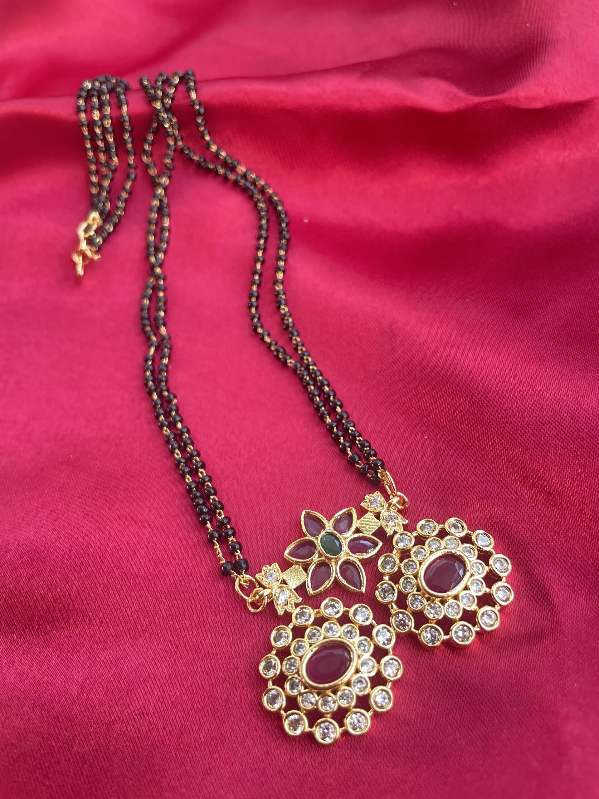 Kempu Stone Gold Plated Mangalsutra AJP2022-43