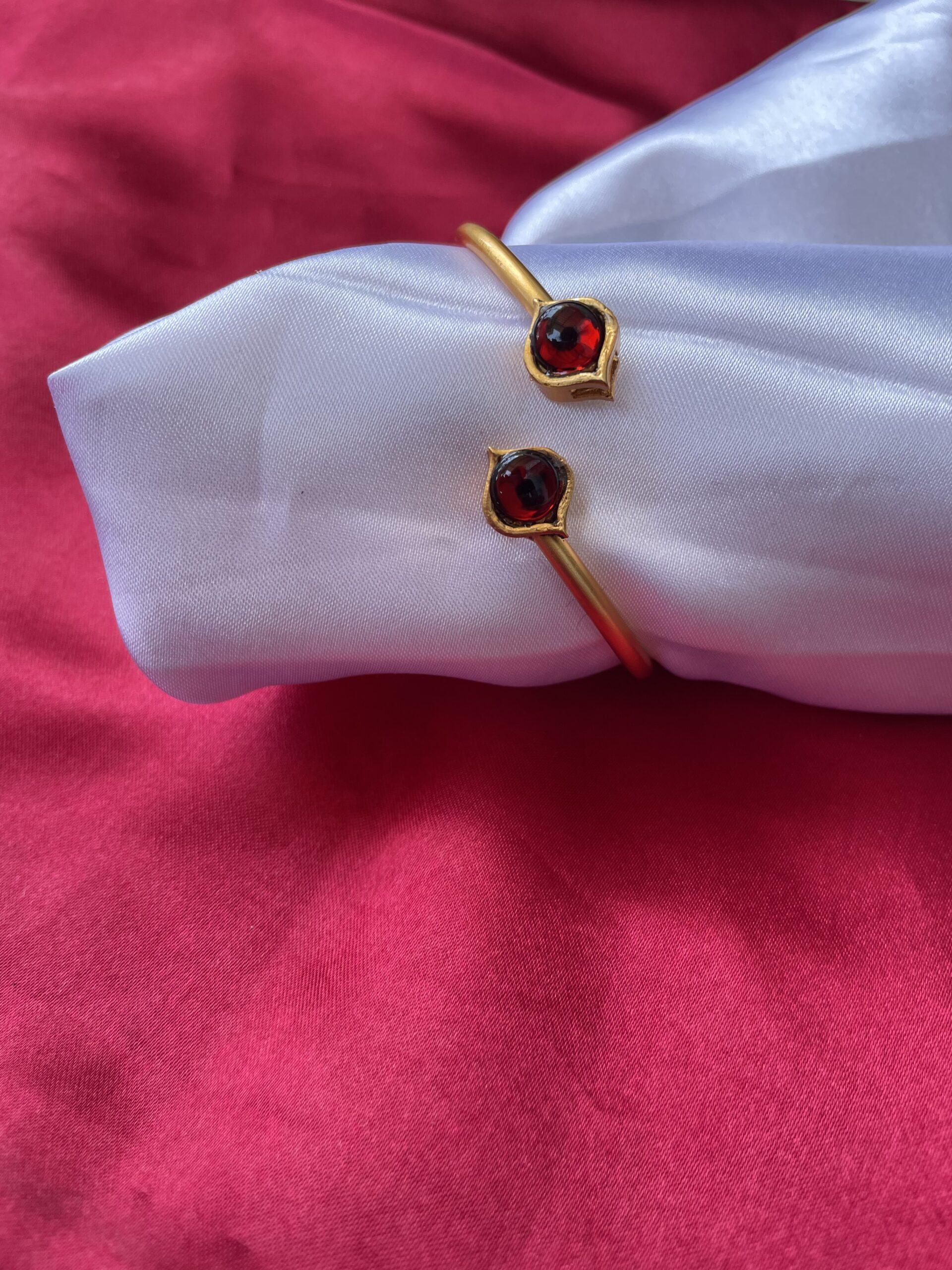 Gold Toned Studded Kada Bracelete AJP2023-72 - Image 2