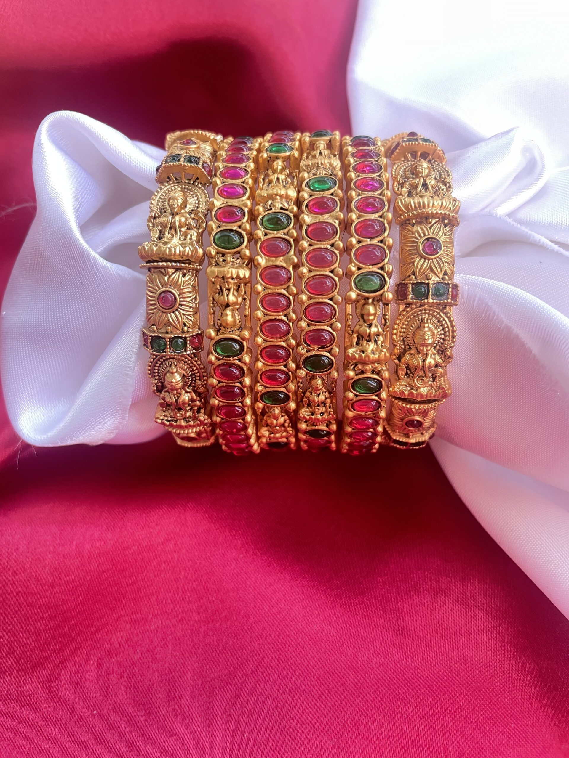 Kempu Stone Lakshmi Bangles AJP2022-47
