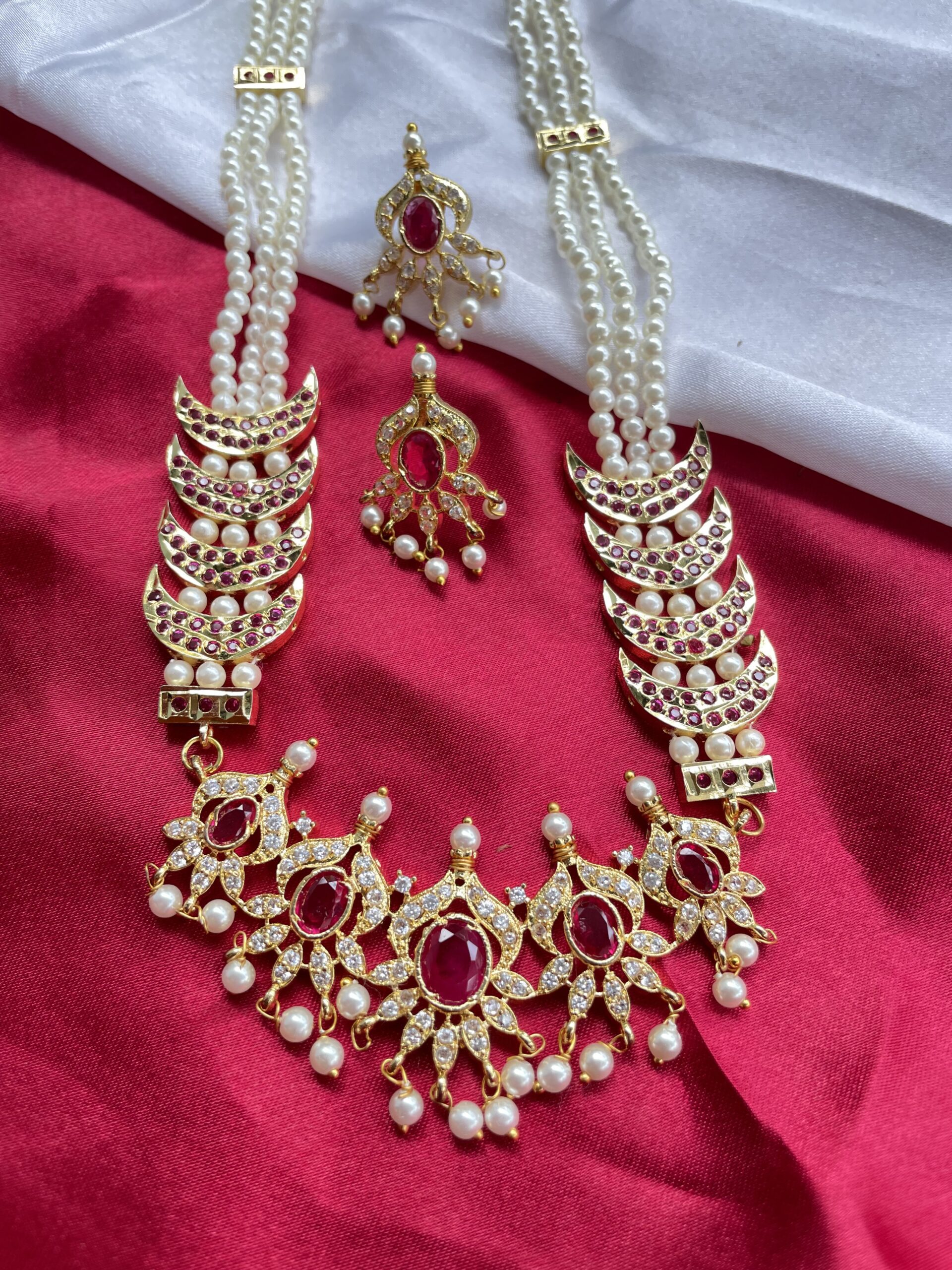 Traditional Maharashtrian Chinchpeti Moti Necklace Long Chinch Peti 3 Line AJP2023-250 - Image 2