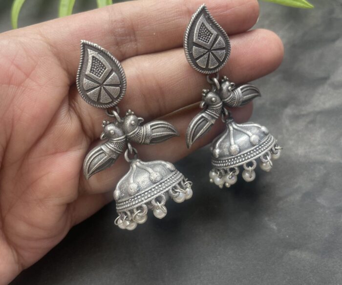 Silver Oxidised Jhumkas AJP2023-130