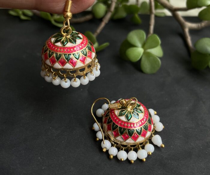 Small Sized Meenakari Jhumkas AJP2023-142