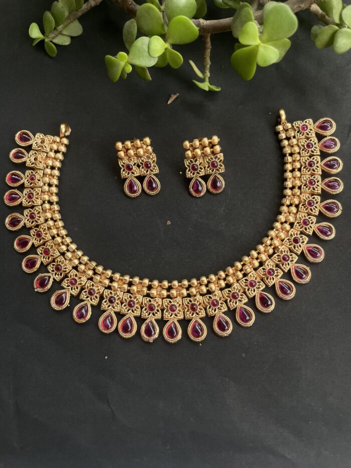 Simple Traditional Necklace With Earrings AJP2023-98