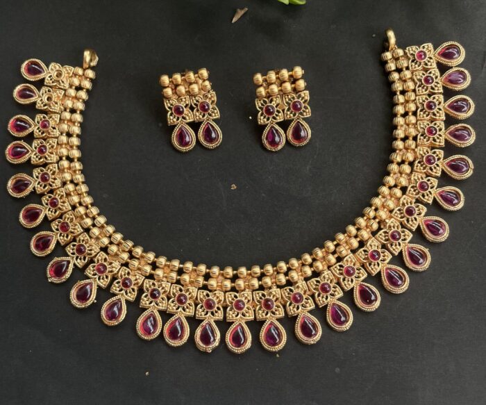 Simple Traditional Necklace With Earrings AJP2023-98