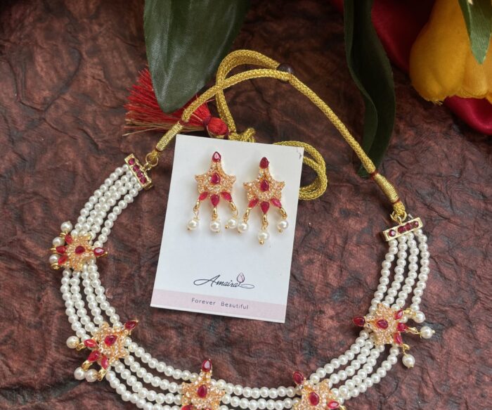 Four Layered Necklace With Earrings AJP2024-101