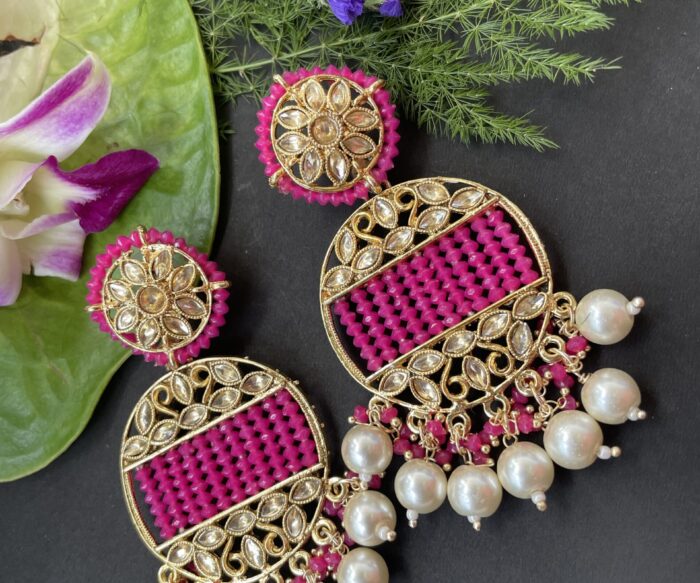 Crystal beads with kundan earrings AJP2022-28