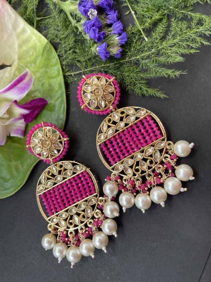Crystal beads with kundan earrings AJP2022-28