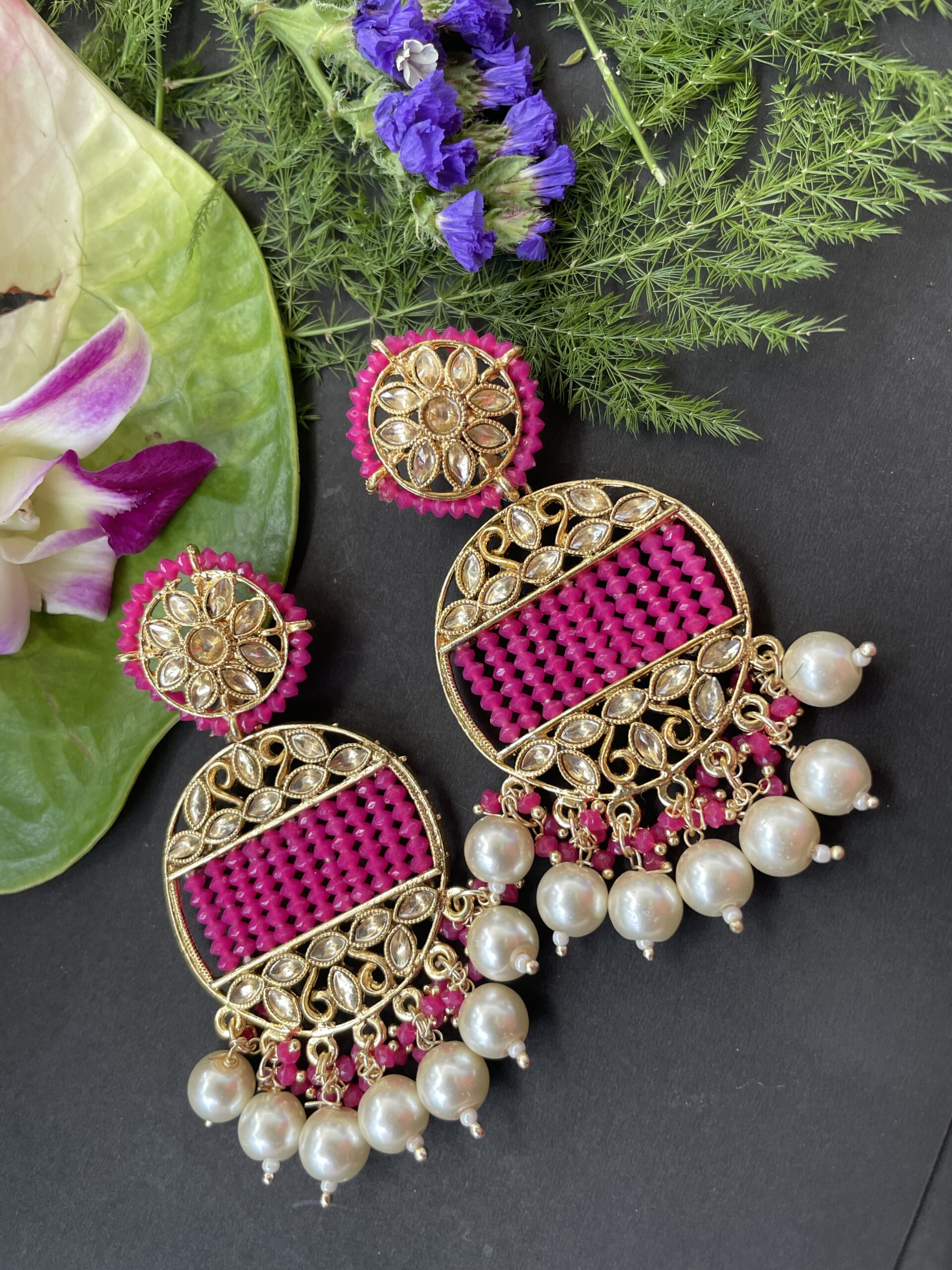 Crystal beads with kundan earrings AJP2022-28