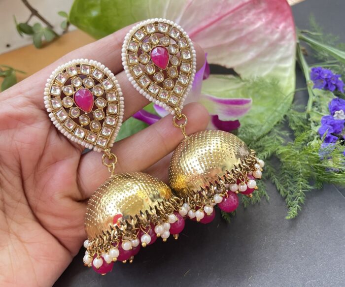 Super light weight kundan & moti beads earrings AJP2022-30