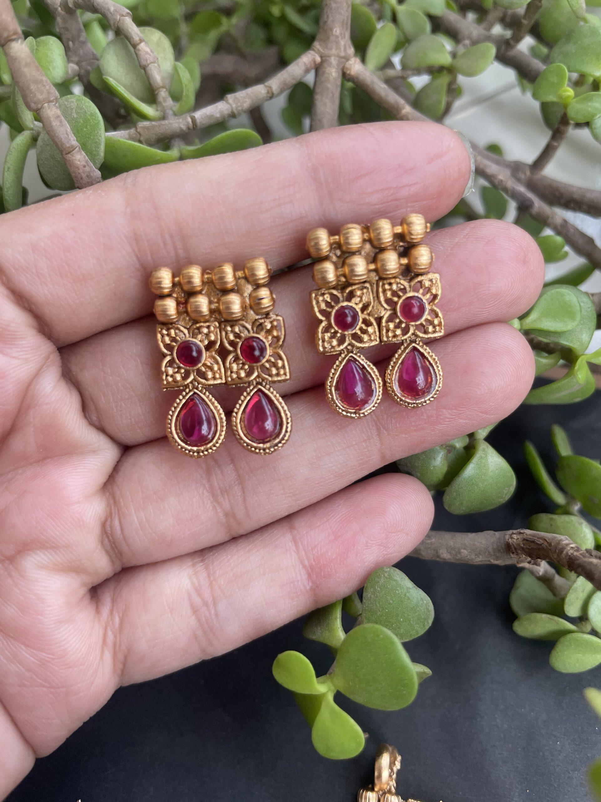 Simple Traditional Necklace With Earrings AJP2023-98 - Image 2